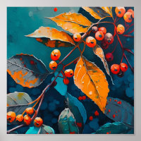Fall leaves oil painted. Nature autumn foliage