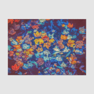 Fall leaves on Burgundy Tissue Paper