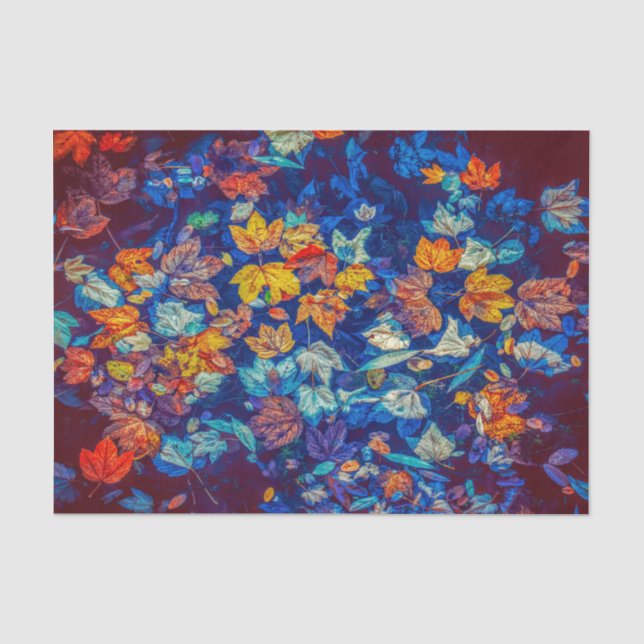Fall leaves on Burgundy Tissue Paper (Front)