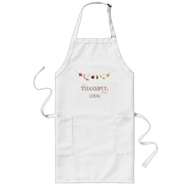 Fall Leaves on Clothesline Long Apron (Front)