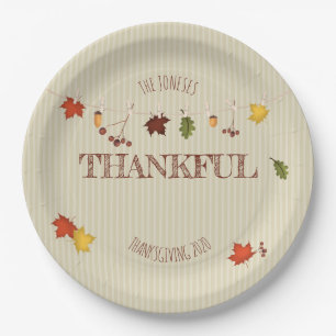 Fall Leaves on Clothesline Paper Plate