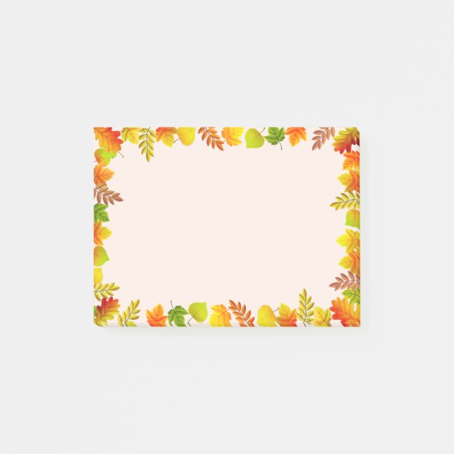Fall Leaves on Light Beige Post-it Notes (Front)