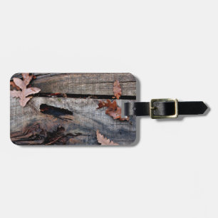 Fall Leaves on Old Wood Luggage Tag