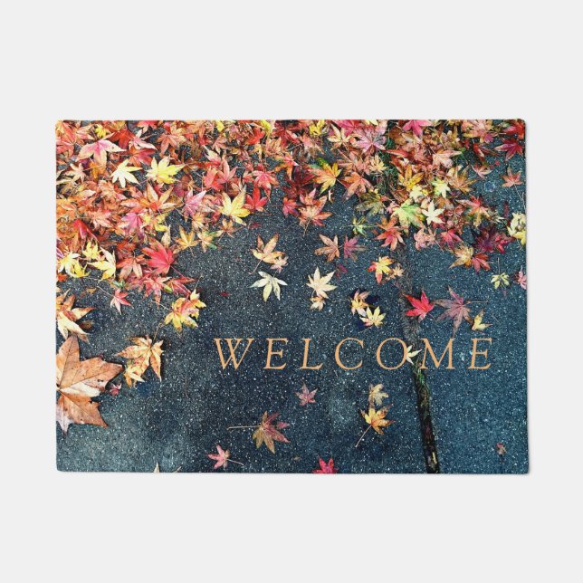 Fall leaves on pavement doormat (Front)