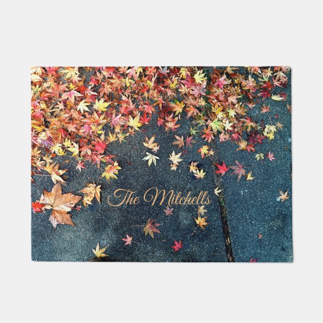 Fall leaves on pavement doormat (Front)