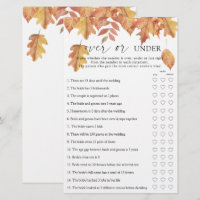 Fall leaves - Over or under bridal shower game