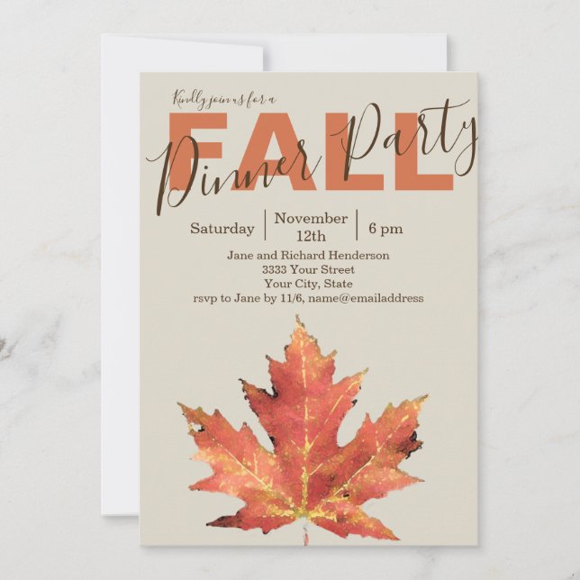 Fall Leaves Party Invitation (Front)