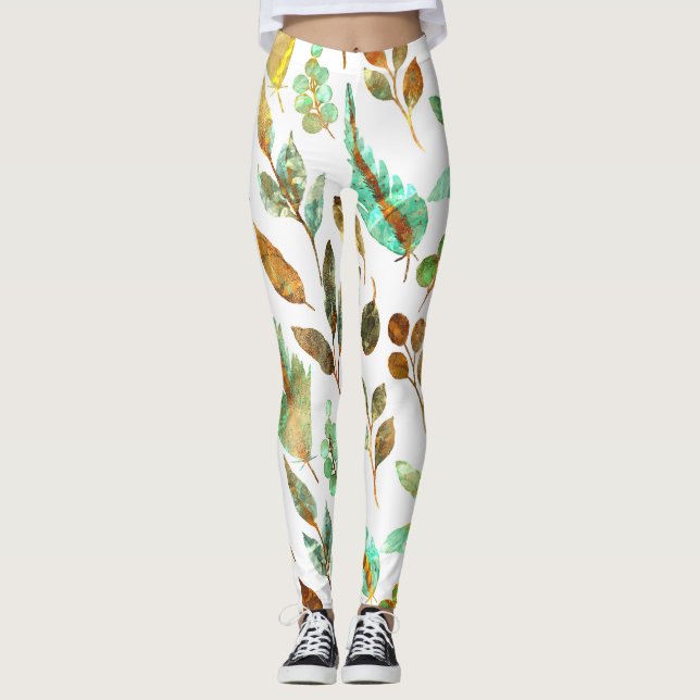 Fall leaves Pattern Leggings (Front)
