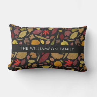 Fall Leaves Pattern Moody Dark Personalised Lumbar Cushion