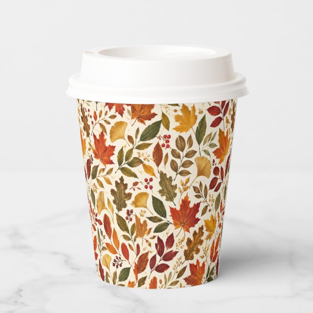 Fall Leaves Pattern Paper Cups (Back)