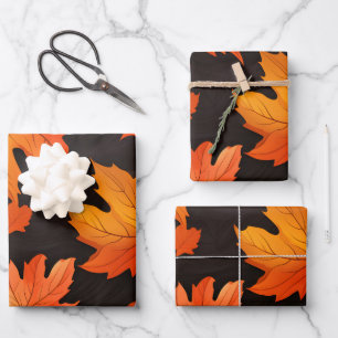 Fall Leaves Pattern  Wrapping Paper Sheet