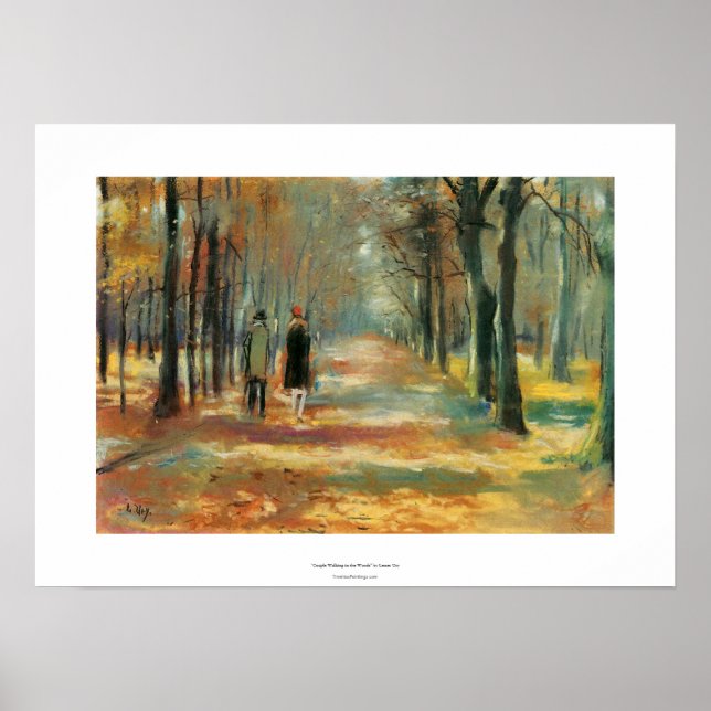 Fall leaves peaceful walk colourful landscape art poster (Front)
