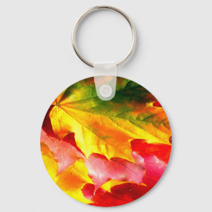 Fall Leaves Personalise it Yellow, Red, Green, Key Ring
