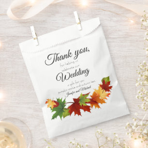 Fall Leaves Personalise Names & Text Cookie & Tea Favour Bag
