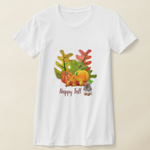 Fall Leaves Pumpkin and Squirrel Seasonal  T-Shirt