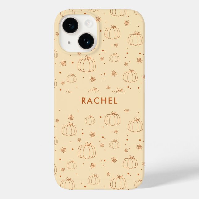 Fall Leaves & Pumpkin Pattern Personalised Case-Mate iPhone Case (Back)