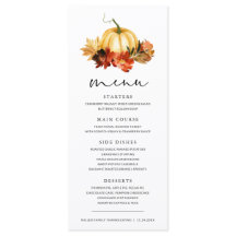 Fall Leaves Pumpkin Thanksgiving Dinner Menu