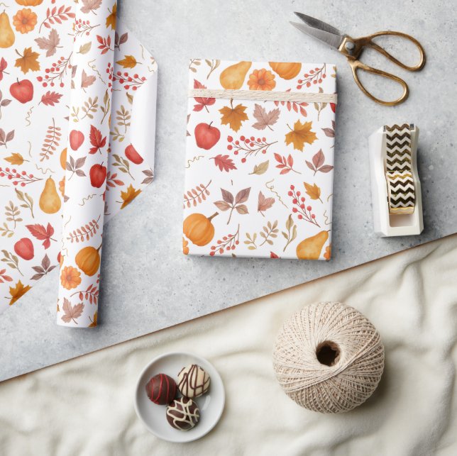Fall Leaves, Pumpkins & Cosy Seasonal Designs -  Wrapping Paper (Crafts)