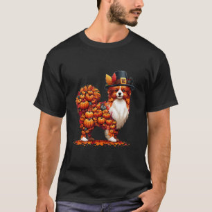 Fall Leaves Pumpkins Papillon Cute Shape Thanksgiv T-Shirt