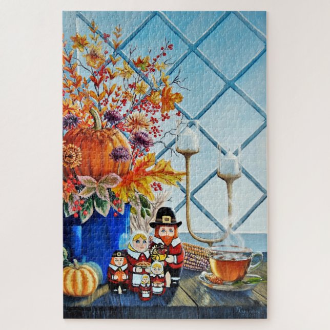 Fall leaves, pumpkins, Thanksgiving Nesting dolls Jigsaw Puzzle (Vertical)