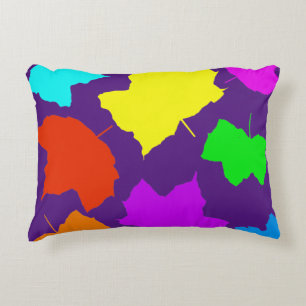 Fall Leaves Rainbow Multicolor Purple Custom Colou Decorative Cushion