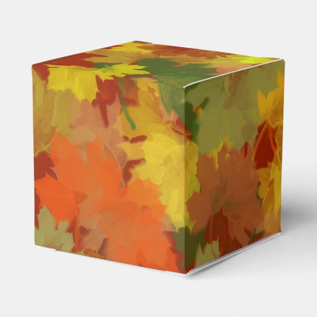Fall Leaves - Red Background Favour Box (Back Side)