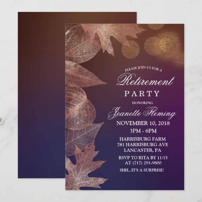 Fall Leaves Retirement Party Invitation (Front/Back)