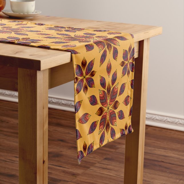 Fall Leaves Rosette Short Table Runner (In Situ)