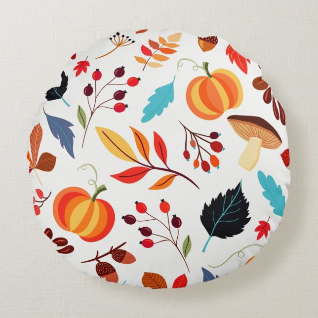 Fall Leaves Round Pillow (Front)