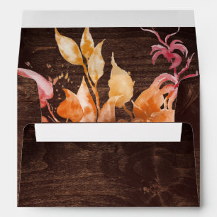 Fall Leaves Rustic Brown Wood Invitation Envelope
