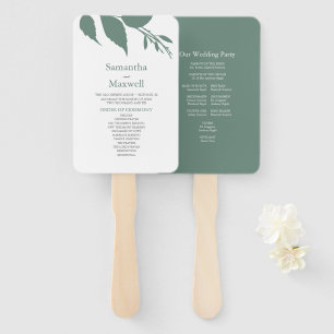 Fall Leaves Sage Green Wedding Hand Fan