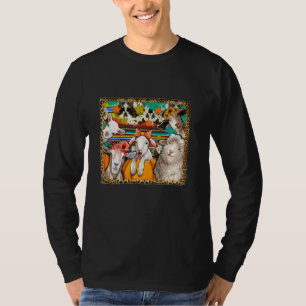 Fall Leaves Sheeps Goats Lover Farming Farm Animal T-Shirt