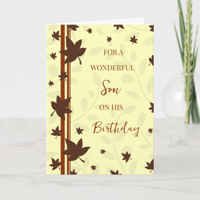 Fall Leaves Son Birthday Card (Front)