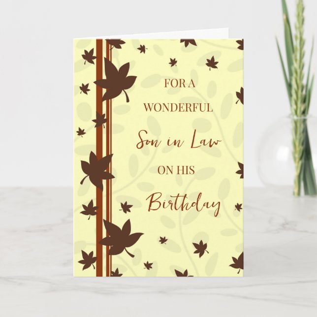 Fall Leaves Son in Law Birthday Card (Front)