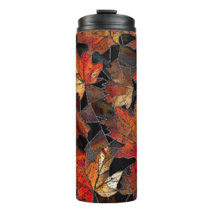 Fall Leaves Stained Glass Pattern Multicolor Thermal Tumbler