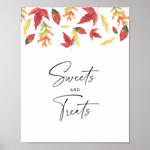 Fall leaves - sweets and treats baby shower poster