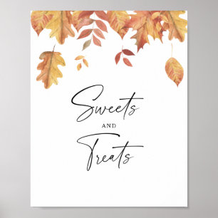 Fall leaves - sweets and treats baby shower poster
