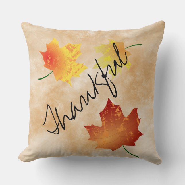 Fall Leaves Thankful Pillow (Front)