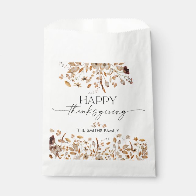 Fall Leaves Thanksgiving Dinner Favor Bags (Front)