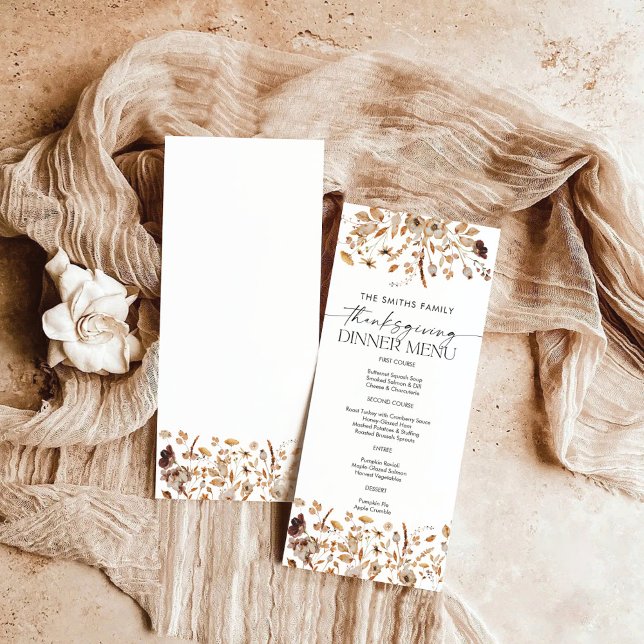 Fall Leaves Thanksgiving Dinner Flat Menu (Creator Uploaded)