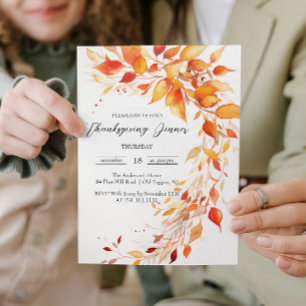 Fall Leaves Thanksgiving Dinner Invitation