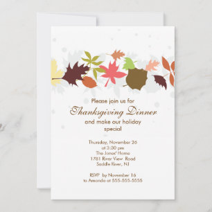 Fall Leaves Thanksgiving Dinner Party Invitation
