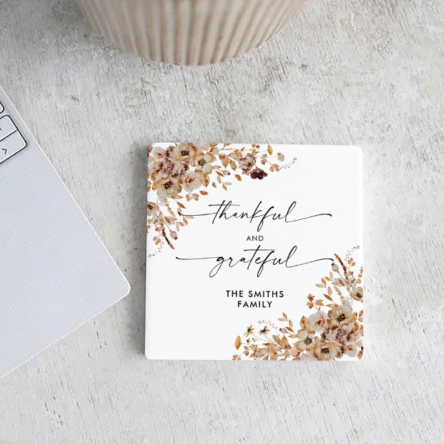 Fall Leaves Thanksgiving Dinner Square Paper Coaster (Creator Uploaded)