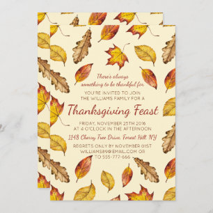 Fall Leaves Thanksgiving Feast - Choose Your Colou Invitation