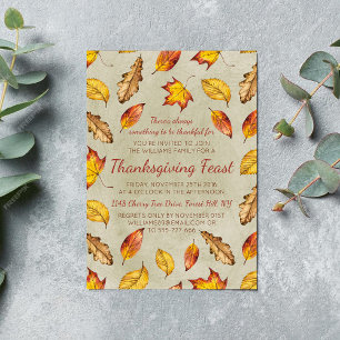 Fall Leaves Thanksgiving Feast Invitation