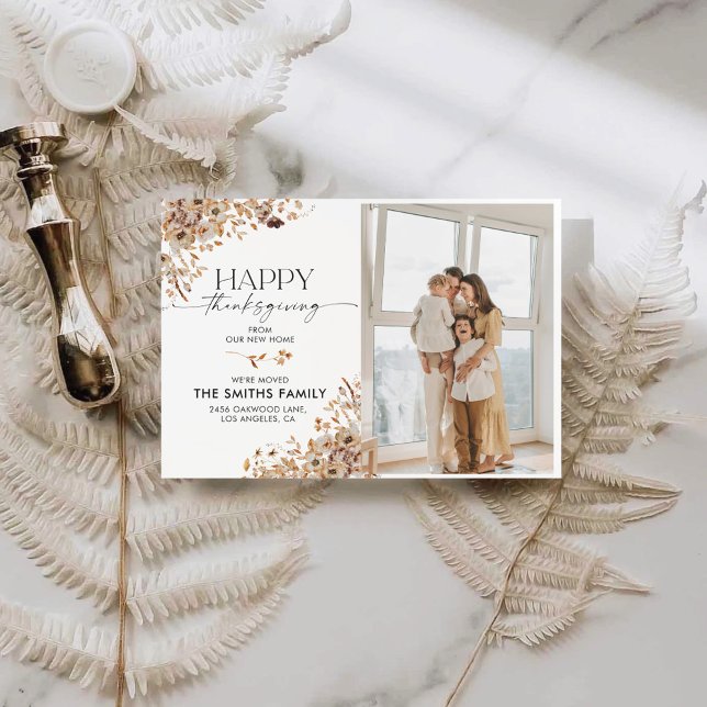 Fall Leaves Thanksgiving Flat Announcement Card (Creator Uploaded)