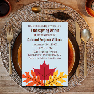 Fall Leaves Thanksgiving Invitation