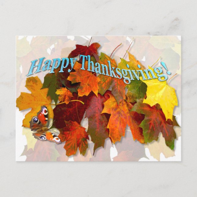 Fall Leaves ~ Thanksgiving Postcard (Front)