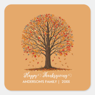 Fall Leaves Thanksgiving Square Sticker