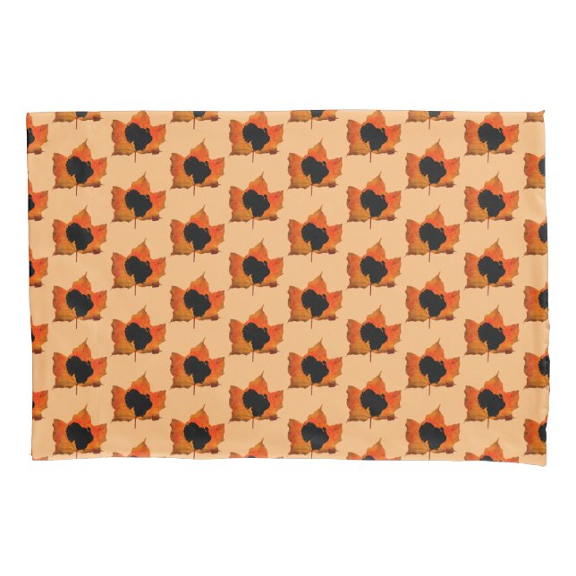 FALL LEAVES THANKSGIVING TURKEY  PILLOWCASE (Front)